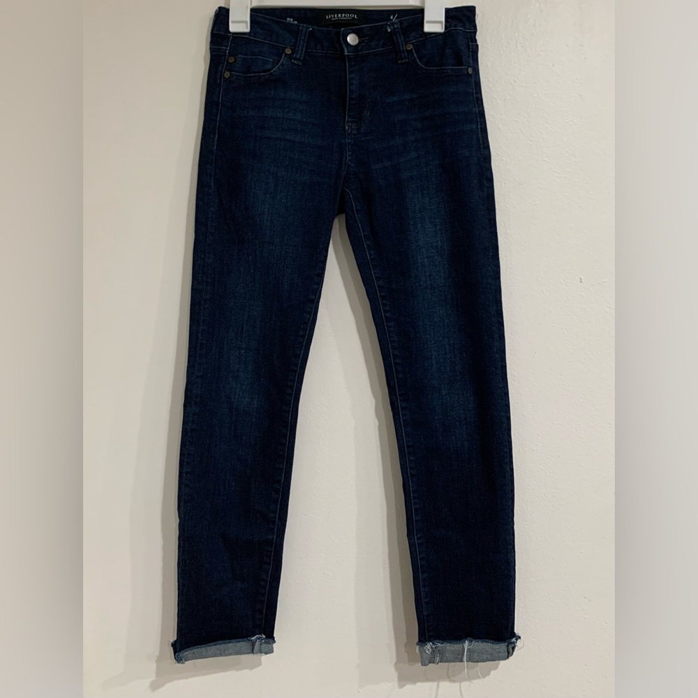 Liverpool The Skinny in Color: Vintage Dark Blue Wash Jeans Size 4 (27)